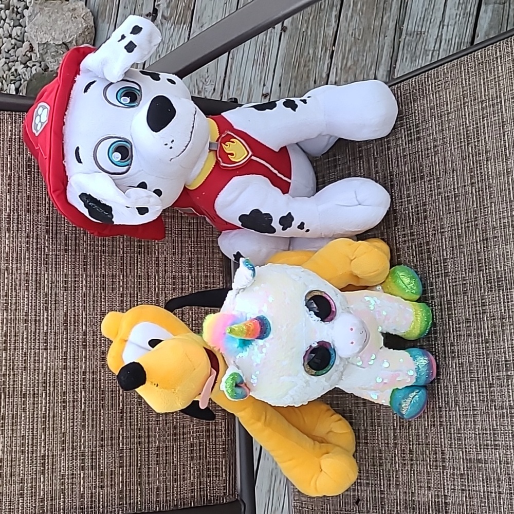 Marshall Paw‎ Patrol Plush Toy Goofy DIsney Plush TY Sequins Pixy BUNDLE KIDS